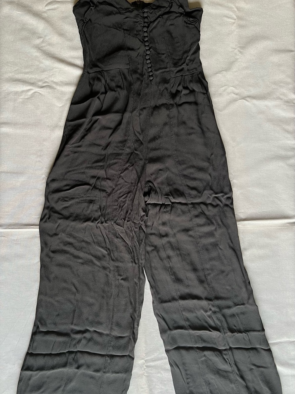 Taylor & Sage Black Wide-Leg Button-Front Jumpsuit